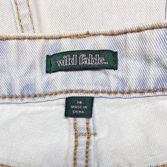 Wild Fable Highest Rise Cutoff Shorts Size 14 Granny Squares Lt Wash Button Fly - Picture 3 of 5